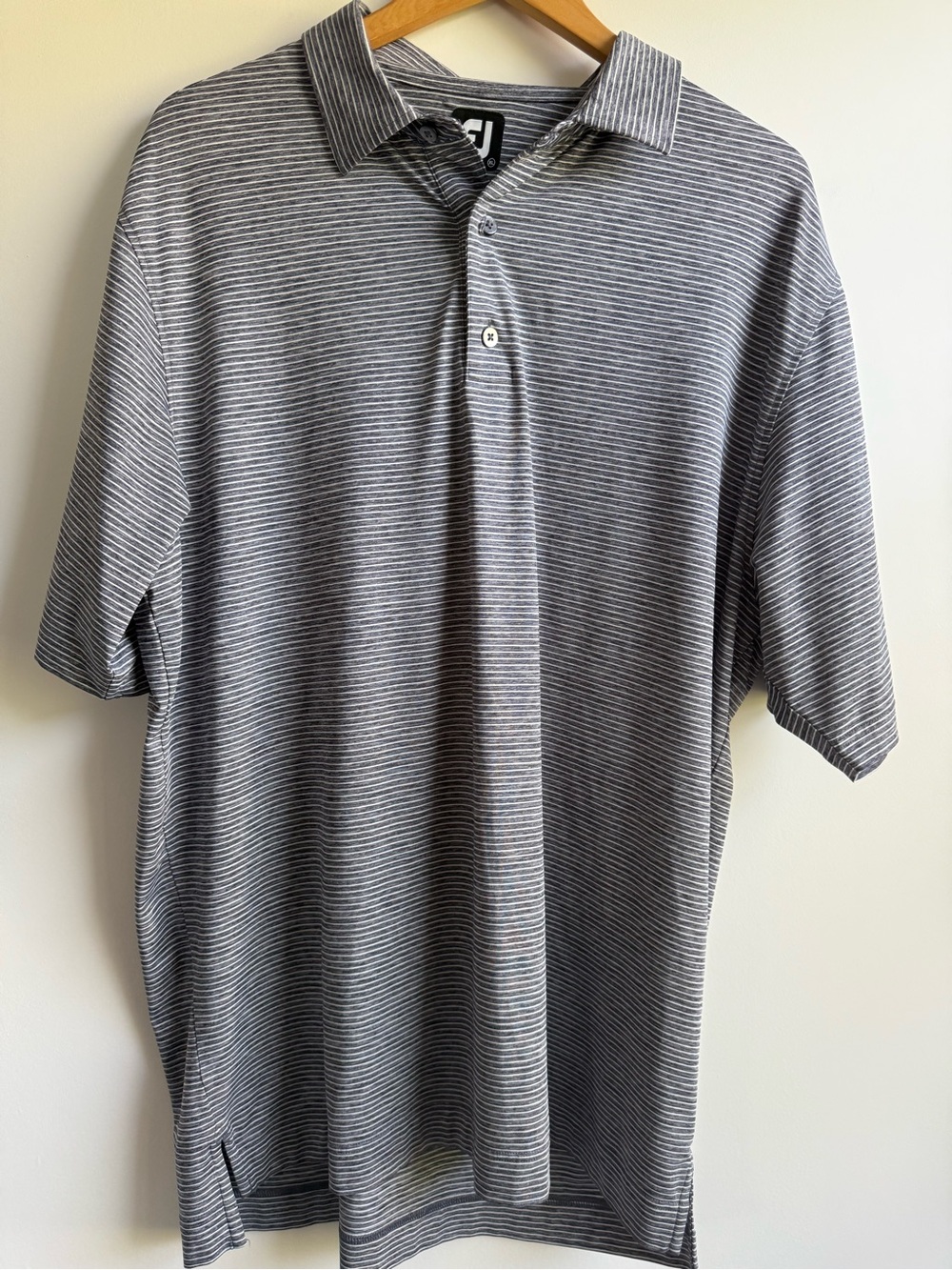 FootJoy Gray and White Striped Polo Shirt